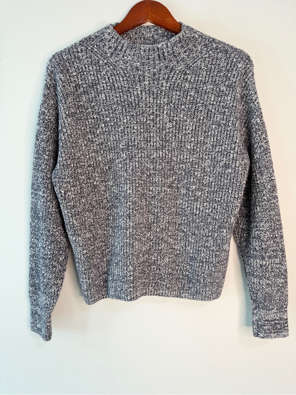 Old Navy SoSoft Cropped Mock Neck Ribbed Knit Sweater Inkwell Blue Gray Medium